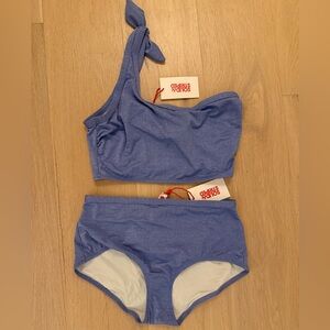 NWT Solid & Striped - The Rooney Bikini | One-Shoulder, Shimmery Purple